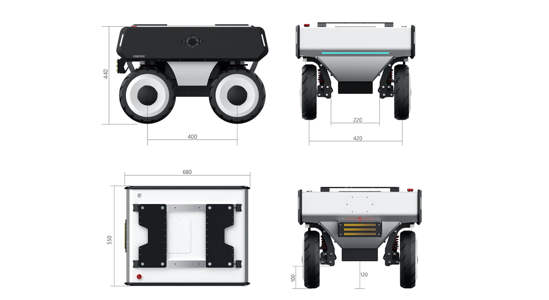 YUHESEN omnidirectional swerve steering UGV FW-01 mobile robot